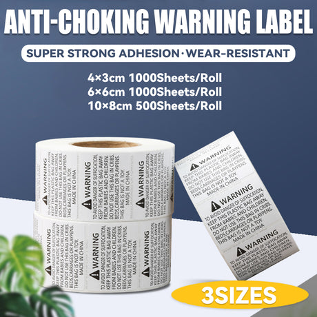 Anti-Choking Warning Labels Water-Based Adhesive Safety Stickers