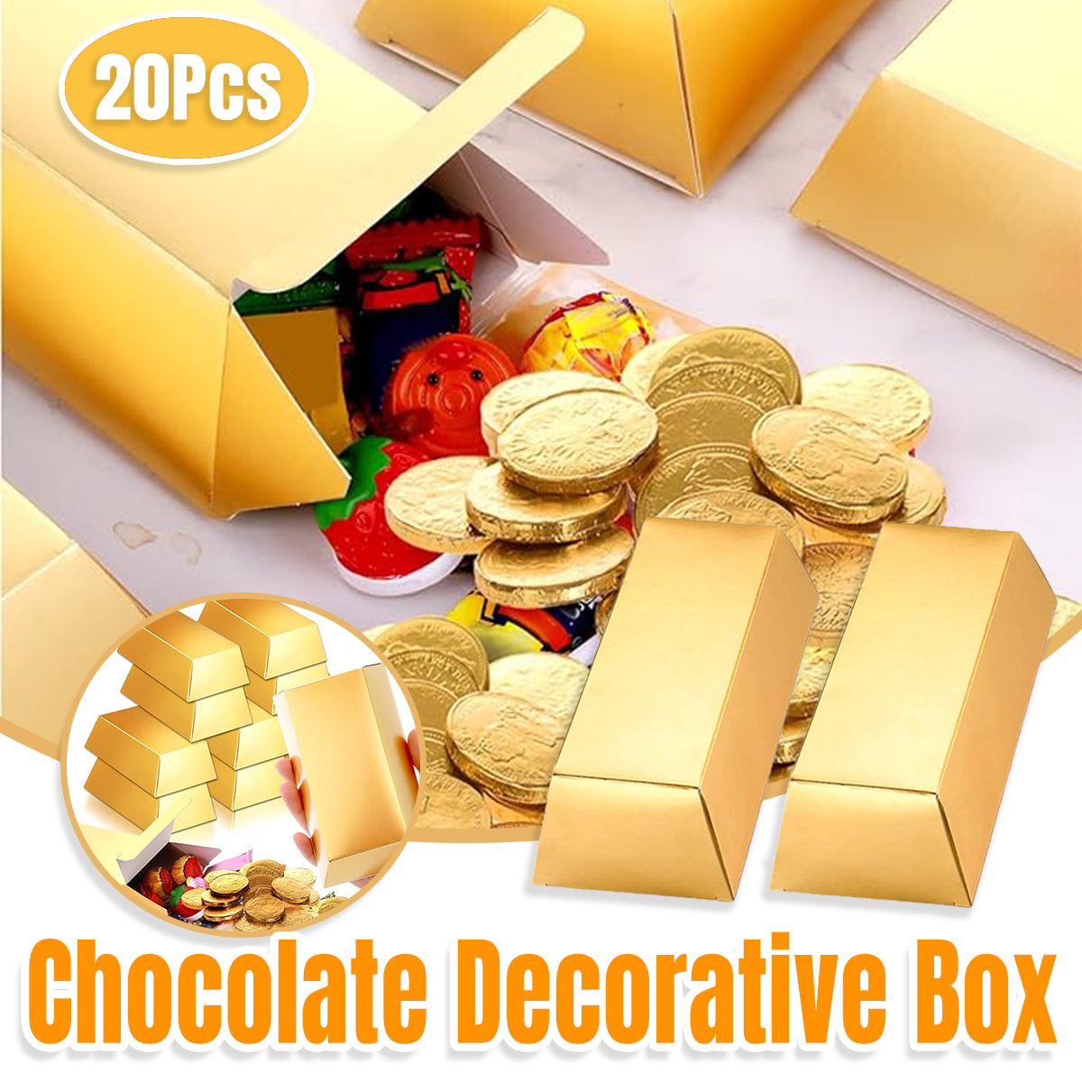 20pcs Gold Candy/Chocolate Gift Boxes Party Favor Cartons