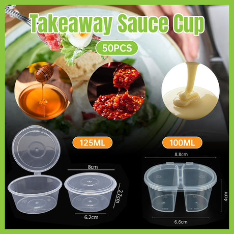 50 Pcs Takeaway Sauce Cup Clear Leak Proof FoodGrade Restaurant Home