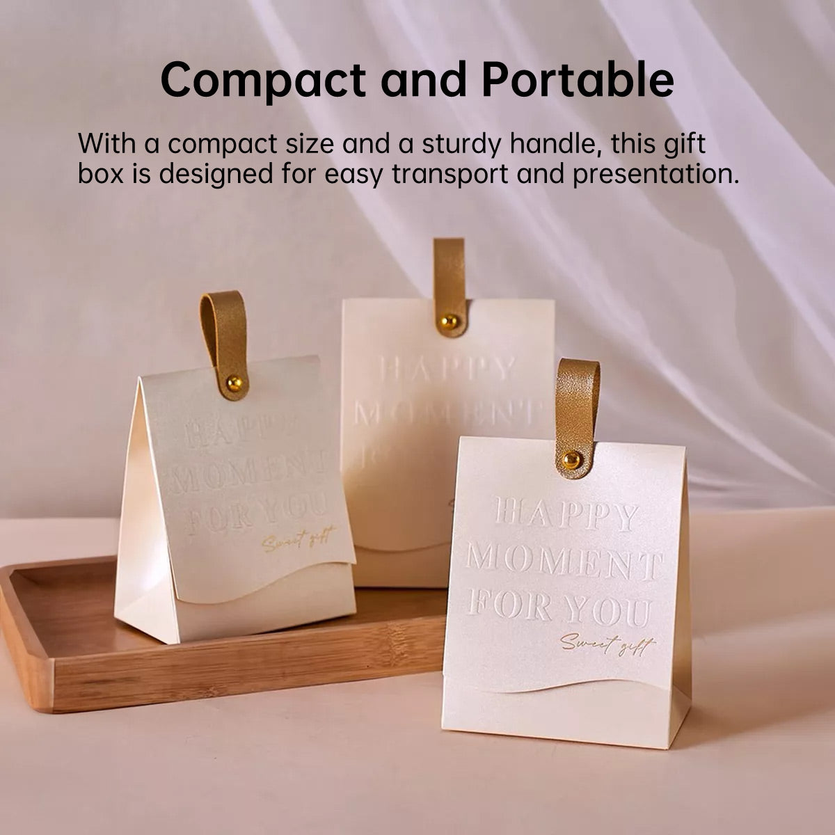 50PCS Leather Handheld Gift Bags Reusable with Handle for Events