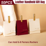 50PCS Leather Handheld Gift Bags Reusable with Handle for Events