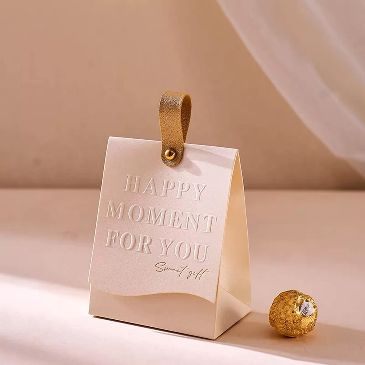 50PCS Leather Handheld Gift Bags Reusable with Handle for Events