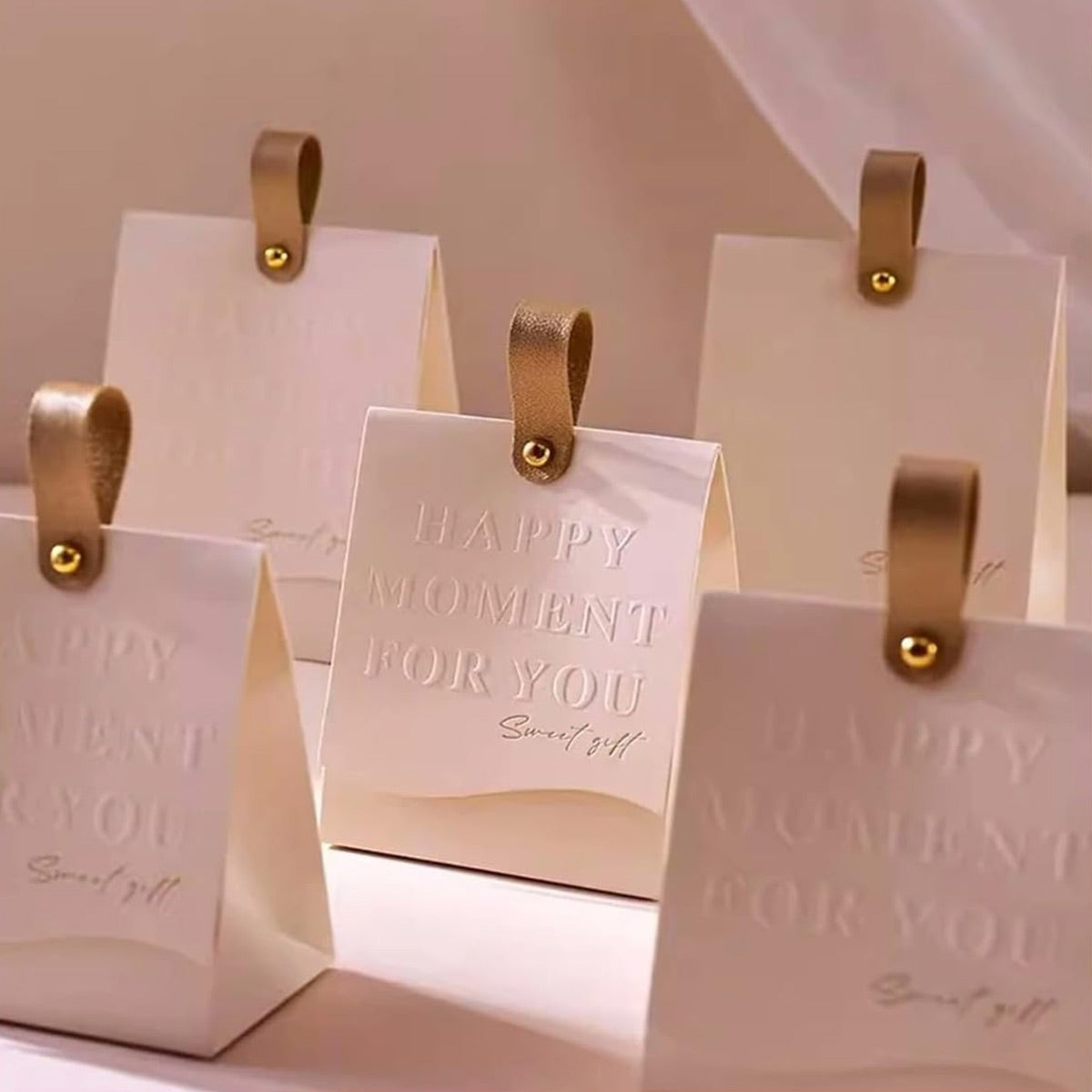 50PCS Leather Handheld Gift Bags Reusable with Handle for Events