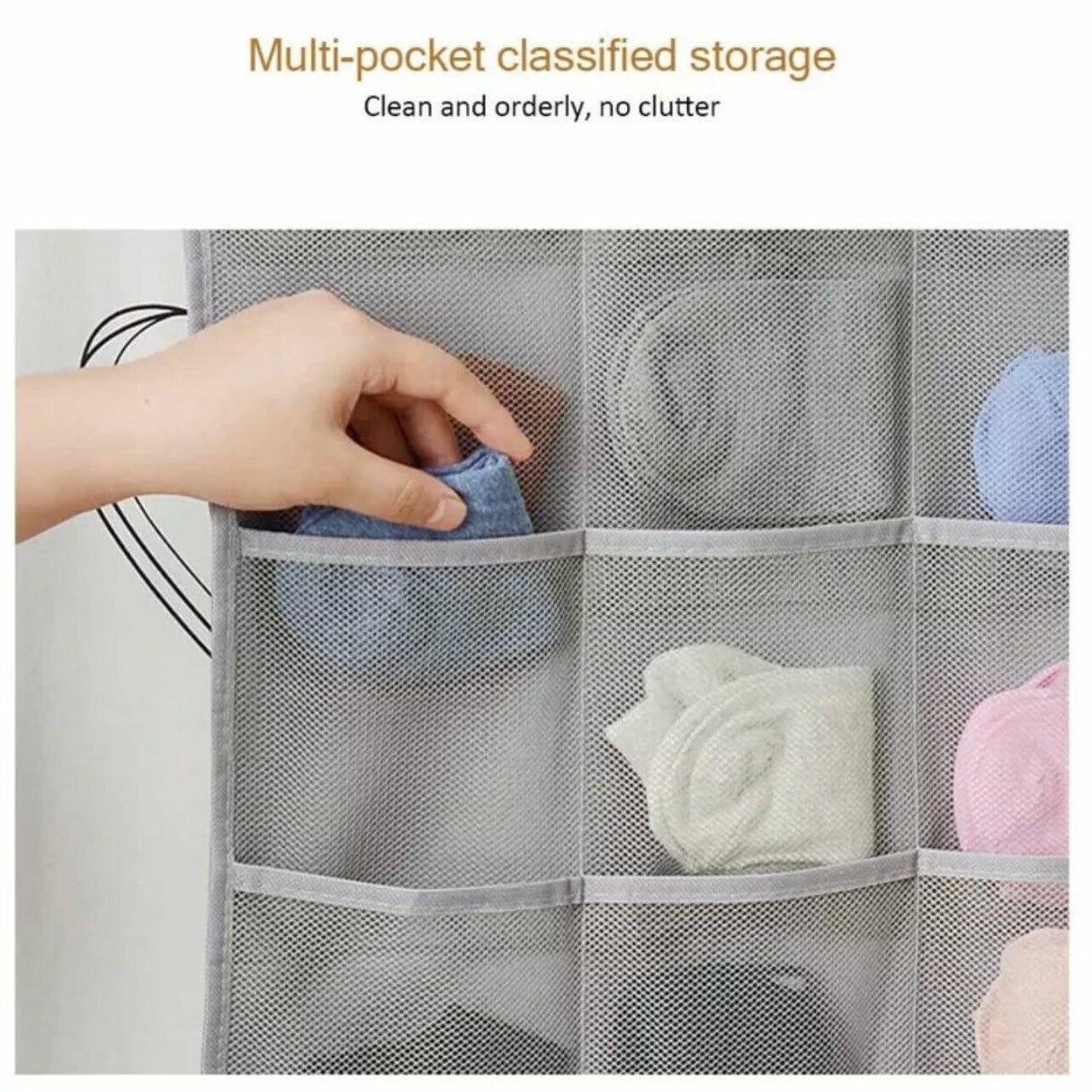 24 Grids Double-Sided Hanging Storage Bag 1PC 2Colours No-woven Fabric - Discount Packaging Warehouse
