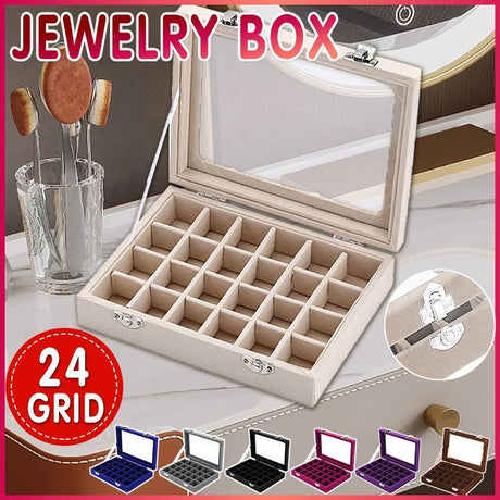 24 Grids Velvet Jewelry Box 1PC 7Colours 20x15x4.5cm - Discount Packaging Warehouse