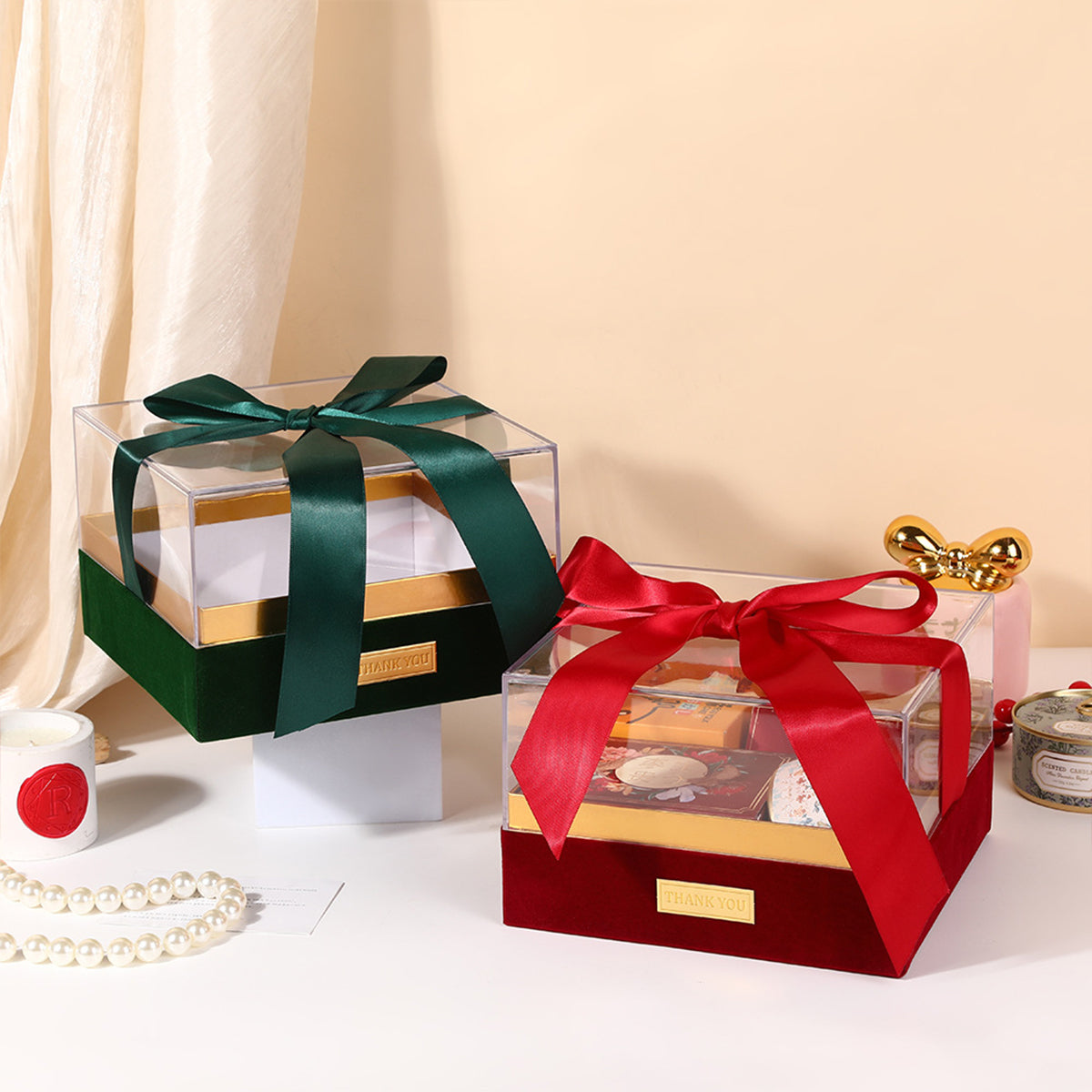 Clear Acrylic Gift Box with Bow for Display Packaging
