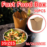 50PCS Food Grade Fast Food Takeaway Boxes Leakproof Greaseproof 16/26/32OZ