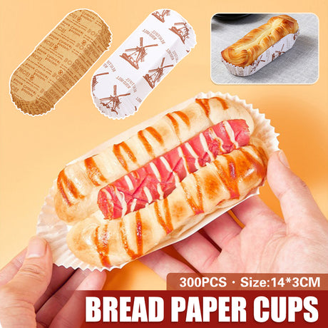 300PCS Bread Paper Cups Food Grade Oil Proof Heat Resistant
