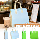 50PCS Coffee Takeaway Packaging Bags with Handle Self-Adhesive Durable