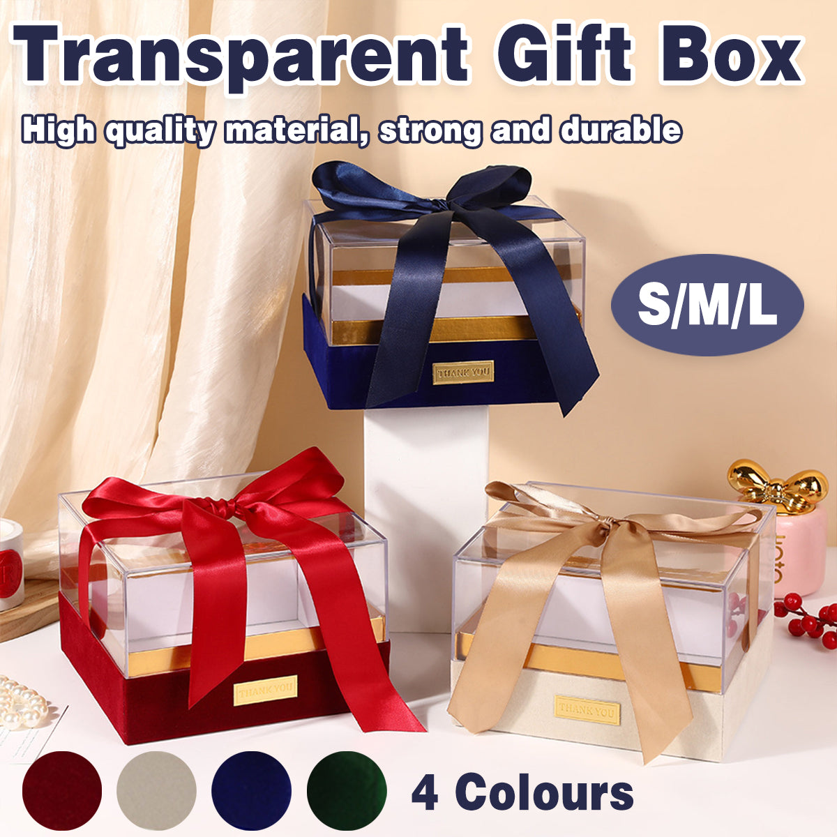 Clear Acrylic Gift Box with Bow for Display Packaging