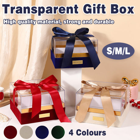 Clear Acrylic Gift Box with Bow for Display Packaging