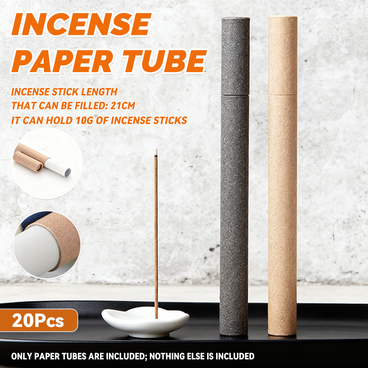 20PCS Incense Paper Tubes 10g Durable Storage 2 Colours
