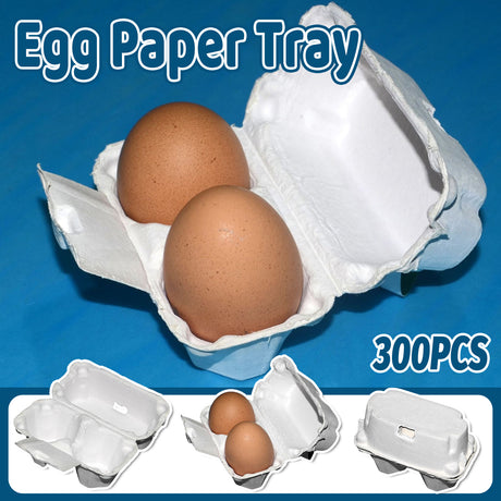 300PCS 2 Slot Paper Egg Trays Molded Pulp Egg Packaging Trays
