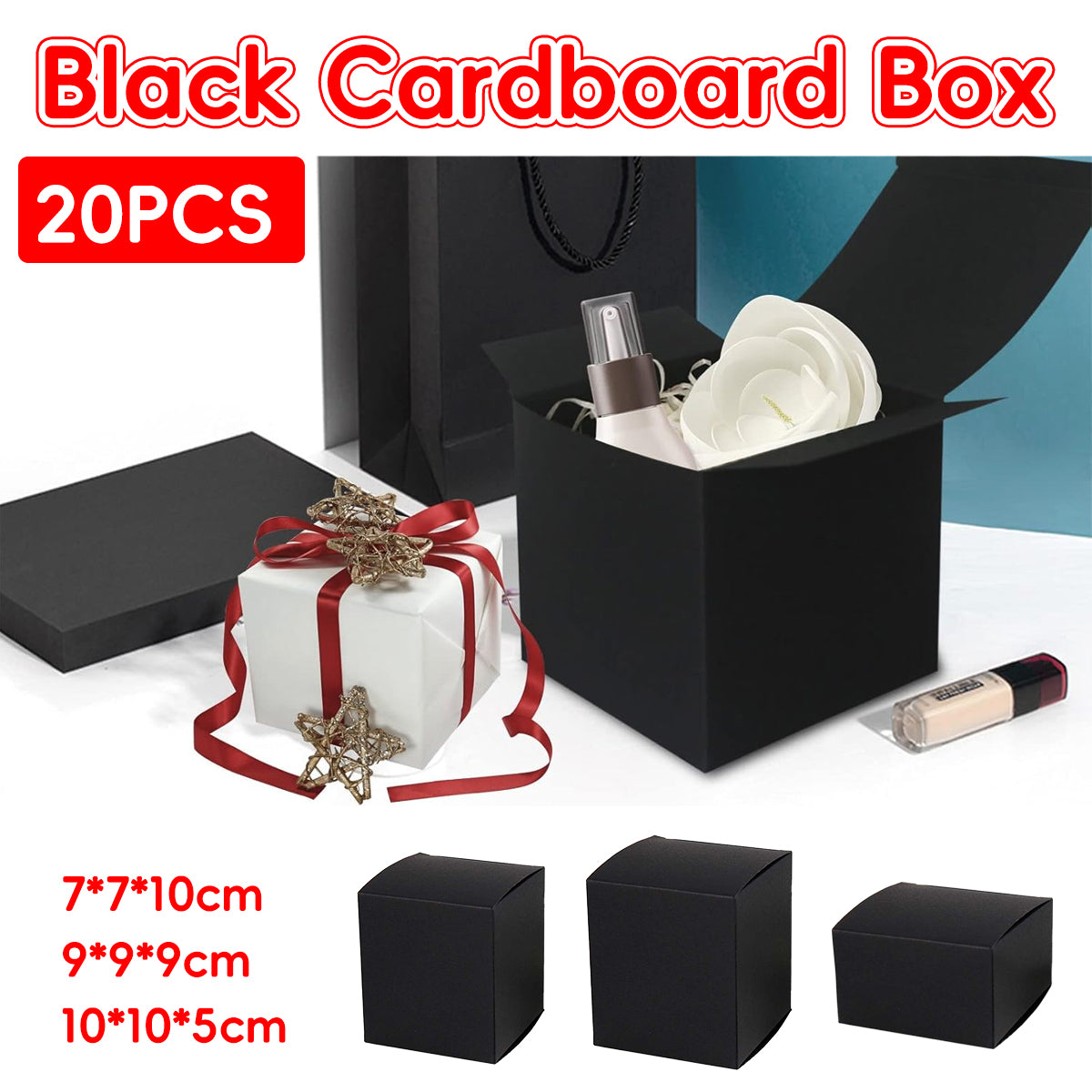 20PCS Black Cardboard Boxes Foldable Packaging for Essential Oil Bottles