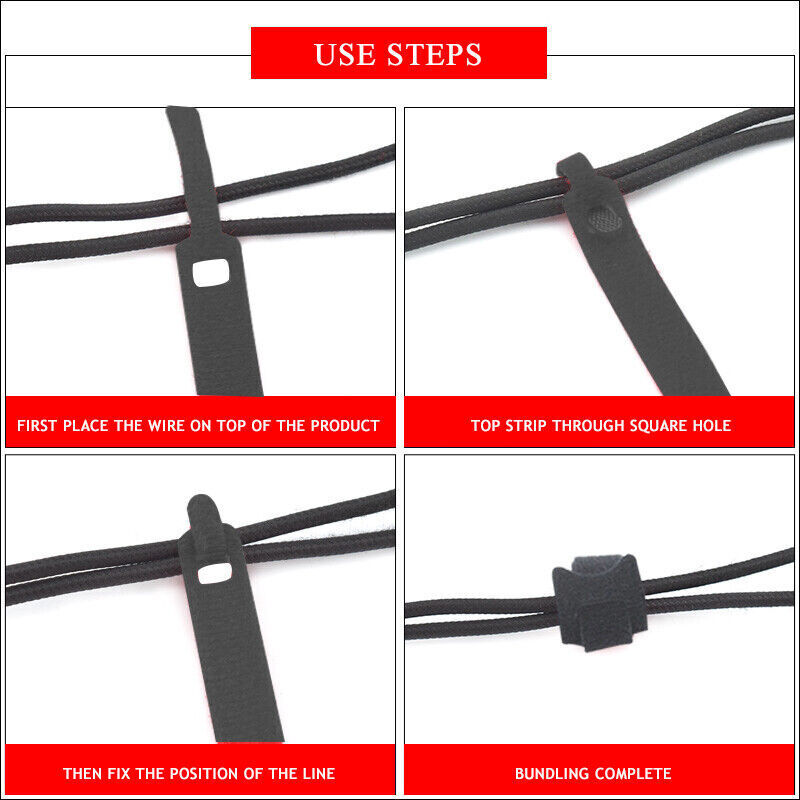 10/20/50x Cable Ties Hook and Loop Cable Ties Organiser Cords
