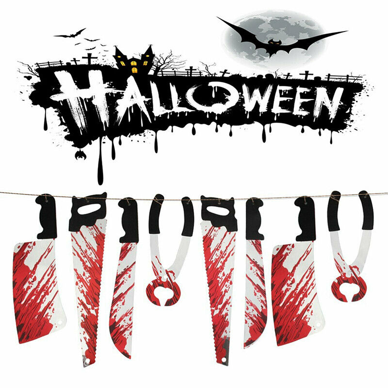 8 Pcs Hanging Bloody Knives Halloween Garland Decoration