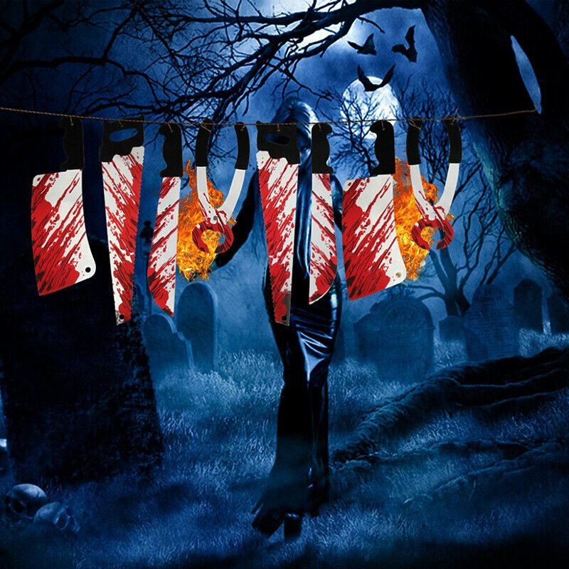 8 Pcs Hanging Bloody Knives Halloween Garland Decoration