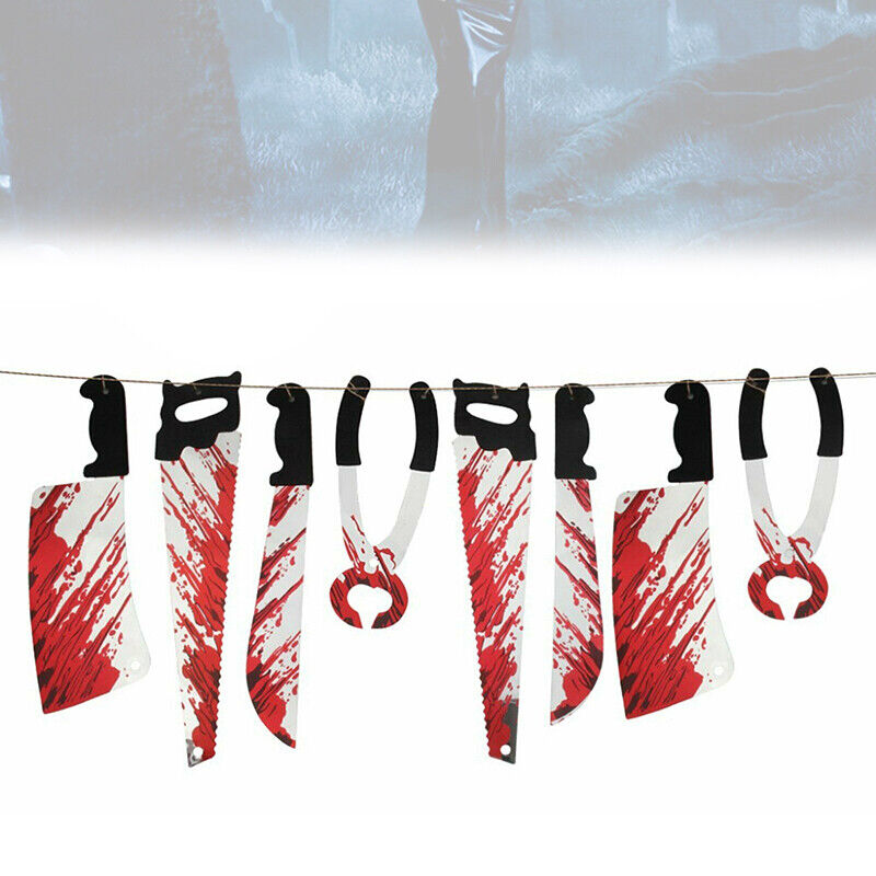 8 Pcs Hanging Bloody Knives Halloween Garland Decoration