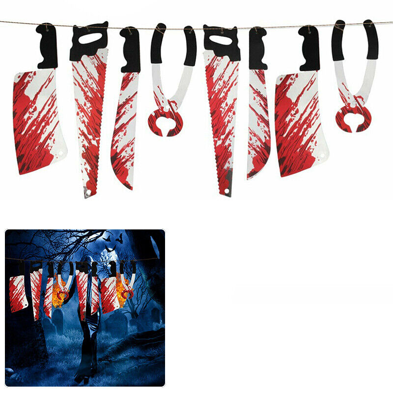 8 Pcs Hanging Bloody Knives Halloween Garland Decoration