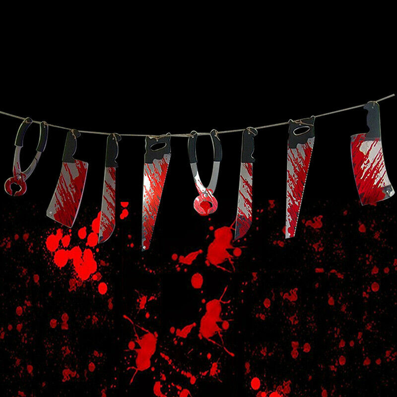 8 Pcs Hanging Bloody Knives Halloween Garland Decoration