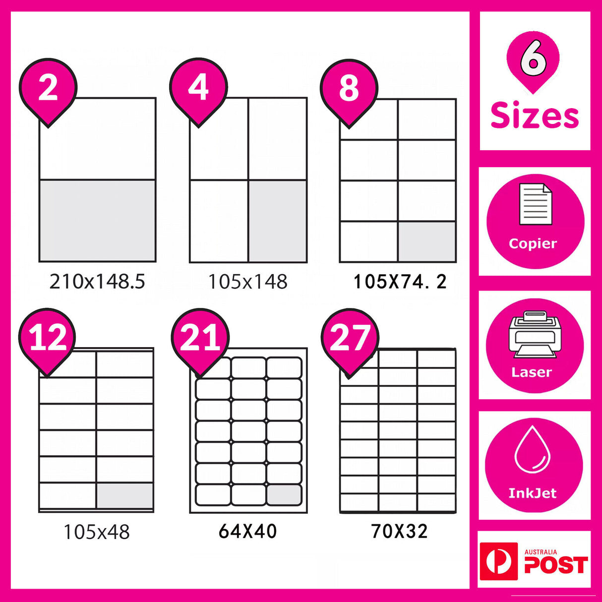 A4 Self Adhesive Sticker Paper Sheet Label Laser Inkjet Print