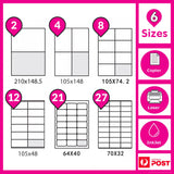 A4 Self Adhesive Sticker Paper Sheet Label Laser Inkjet Print