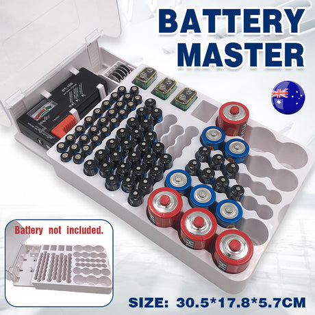 93 Slot Battery Storage Organizer Holder with Tester
