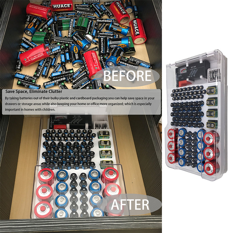 93 Slot Battery Storage Organizer Holder with Tester
