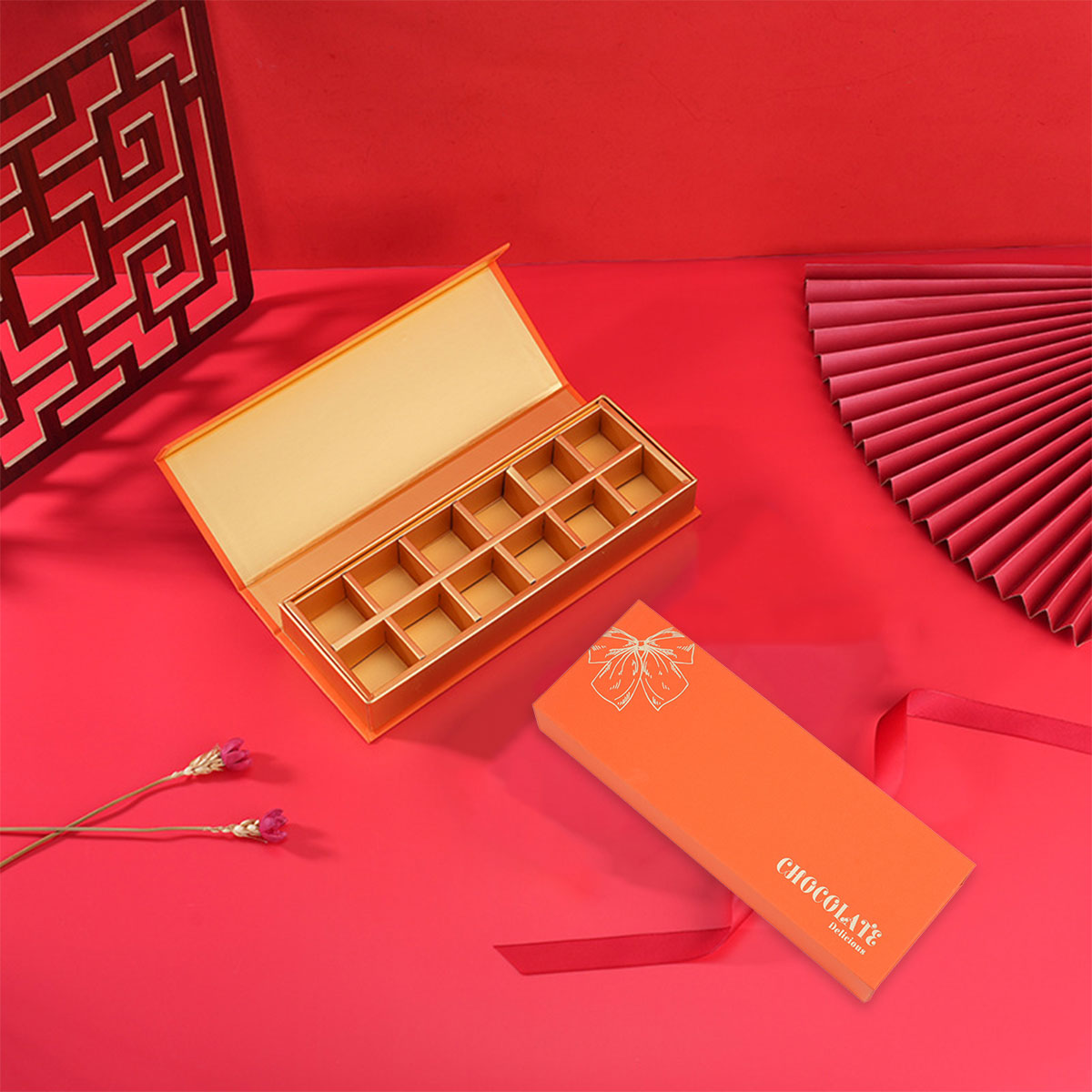 5pcs Chocolate Gift Boxes Book Style Clamshell 12-Slot