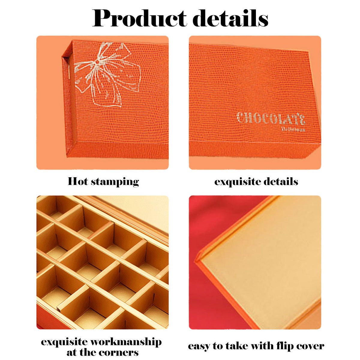 5pcs Chocolate Gift Boxes Book Style Clamshell 12-Slot