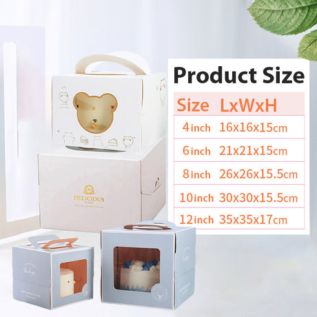 Cake Boxes with Handles 30-50PCS 4Sizes Grey