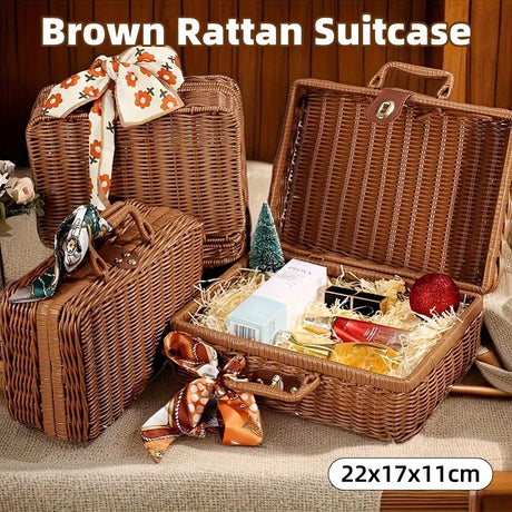 Rattan Organizer Woven Storage Boxes Suitcase 1Pack