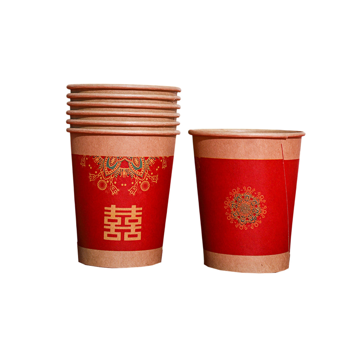 500PCS Double Happiness Printed Paper Cups Wedding Hot Cold Drink Cups