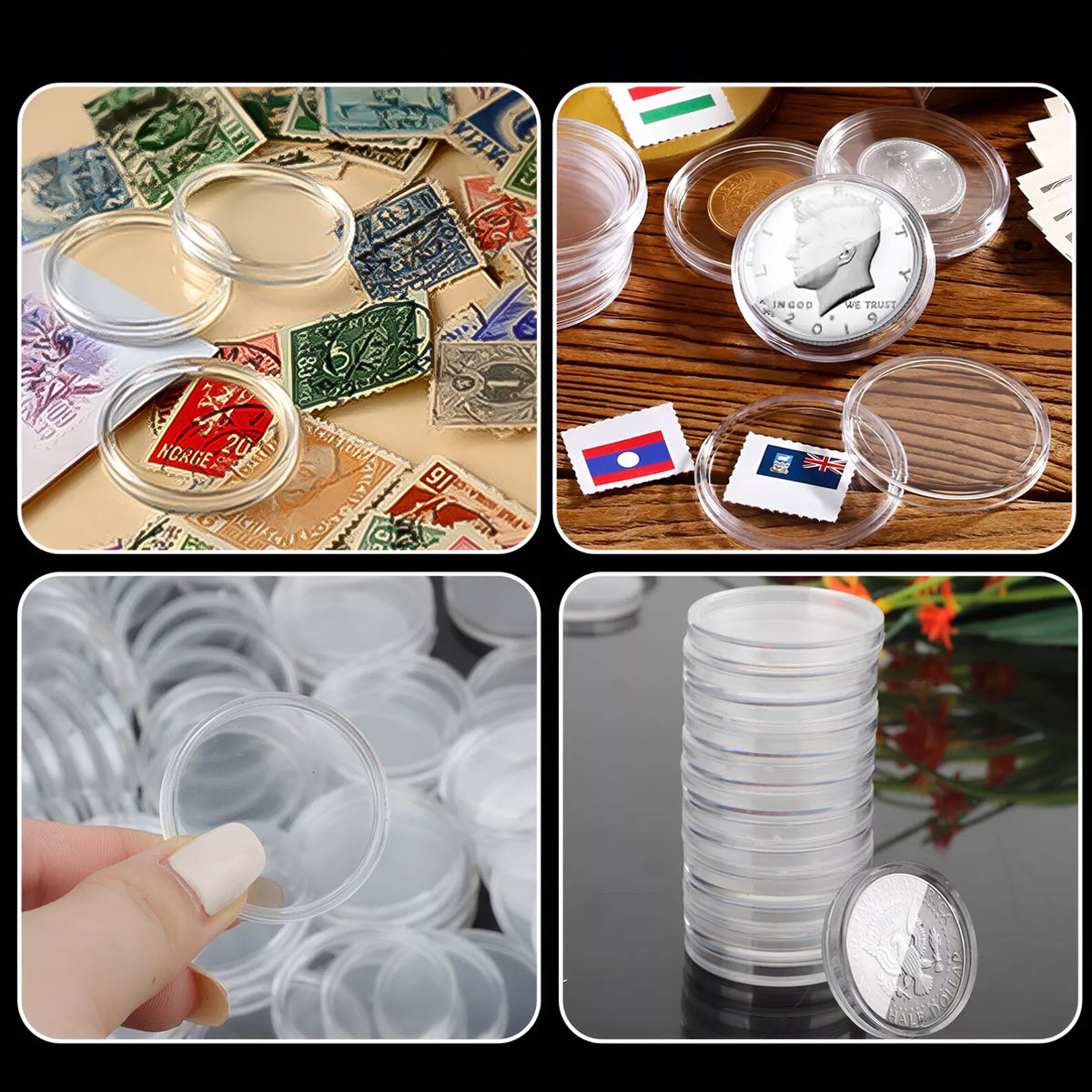 100pcs 40mm Round Coin Boxes Storage Protection Case