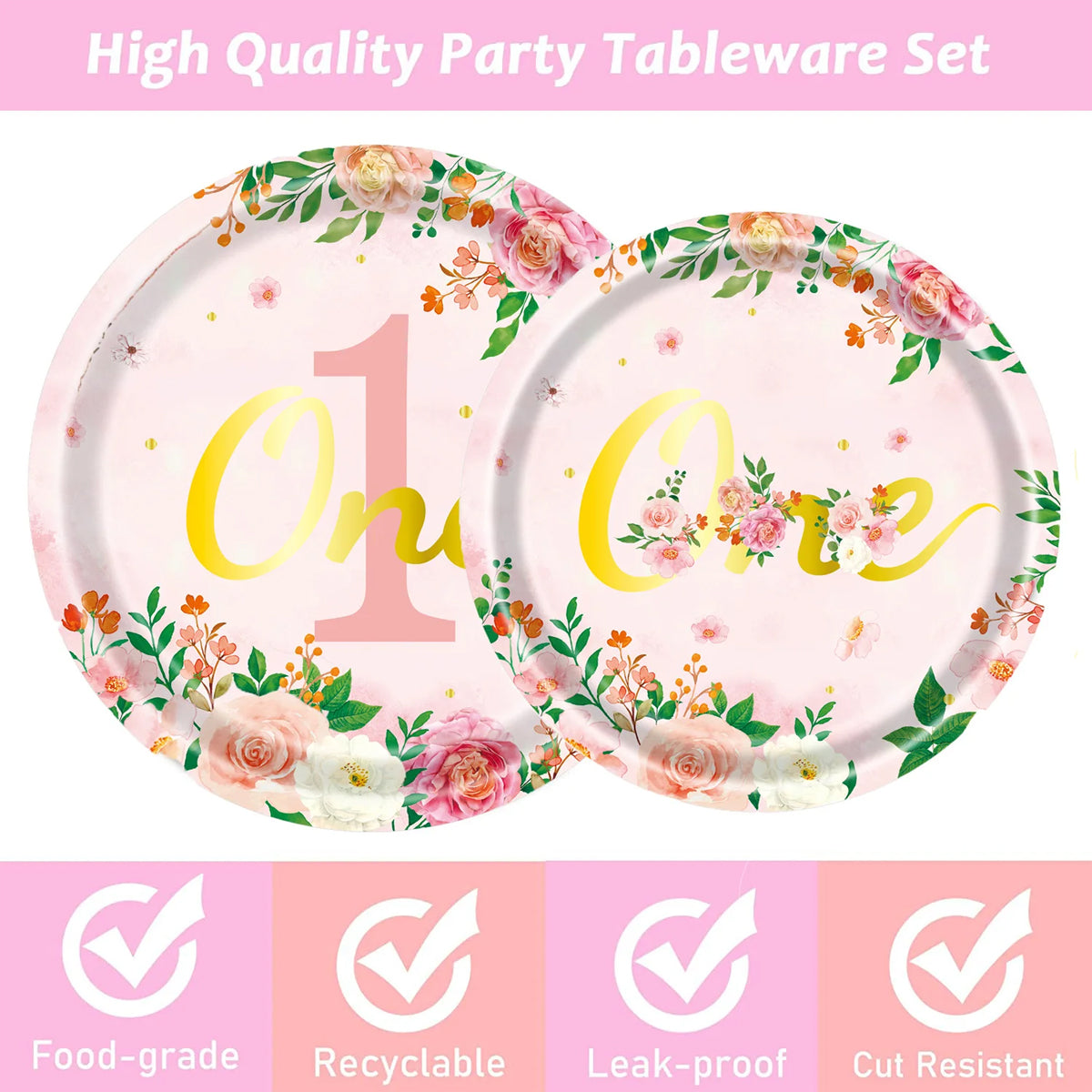 1-year-old Birthday Party Paper Plate Tableware 1Set