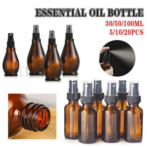 Essential Oil Bottles 5-20PCS Amber Glass Mist Sprayer W Roller 3Sizes 2Styles - Discount Packaging Warehouse