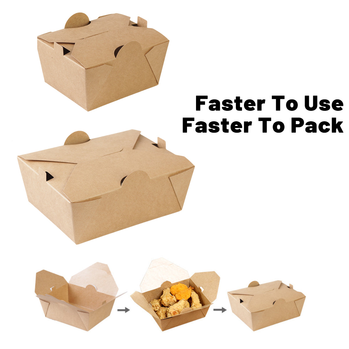 Disposable Kraft Paper Food Boxes With Lid Fried Chicken Fast Food