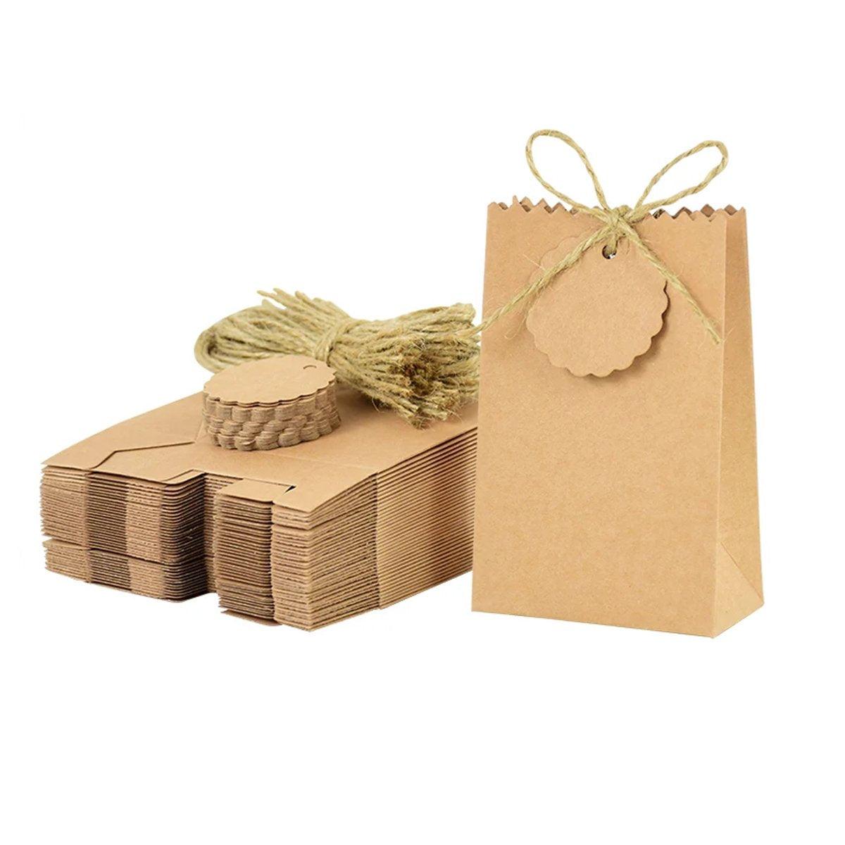 50PCS Bag Shaped Candy Box Kraft Paper DIY Design