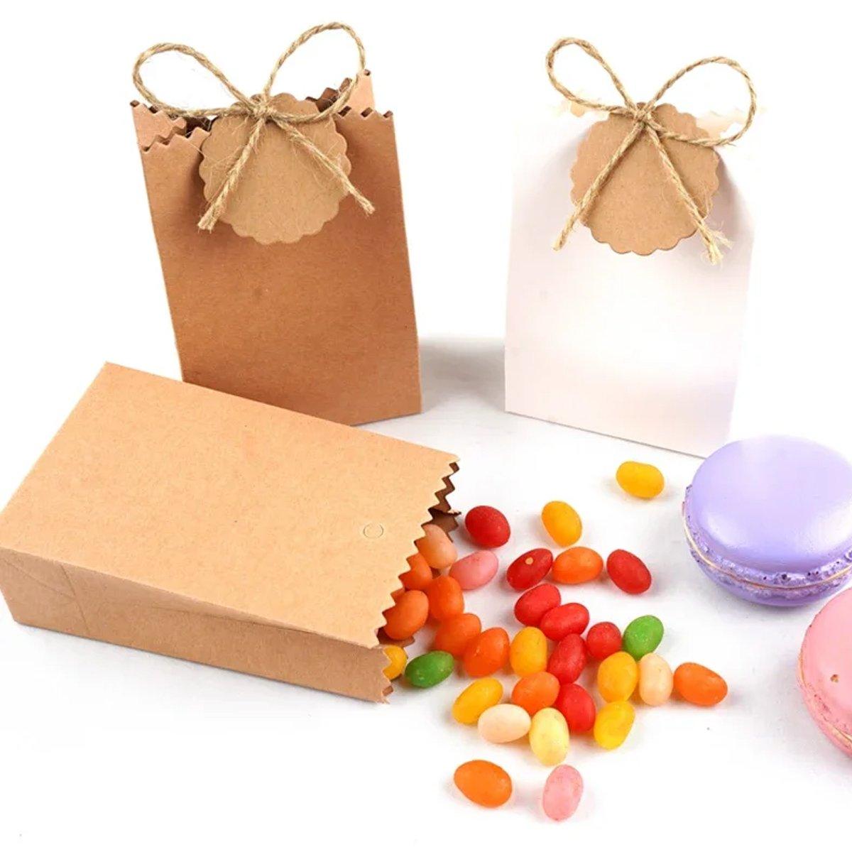 50PCS Bag Shaped Candy Box Kraft Paper DIY Design