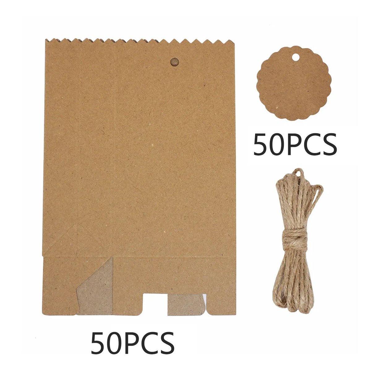 50PCS Bag Shaped Candy Box Kraft Paper DIY Design