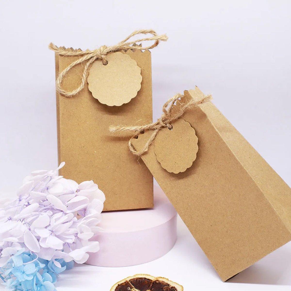 50PCS Bag Shaped Candy Box Kraft Paper DIY Design