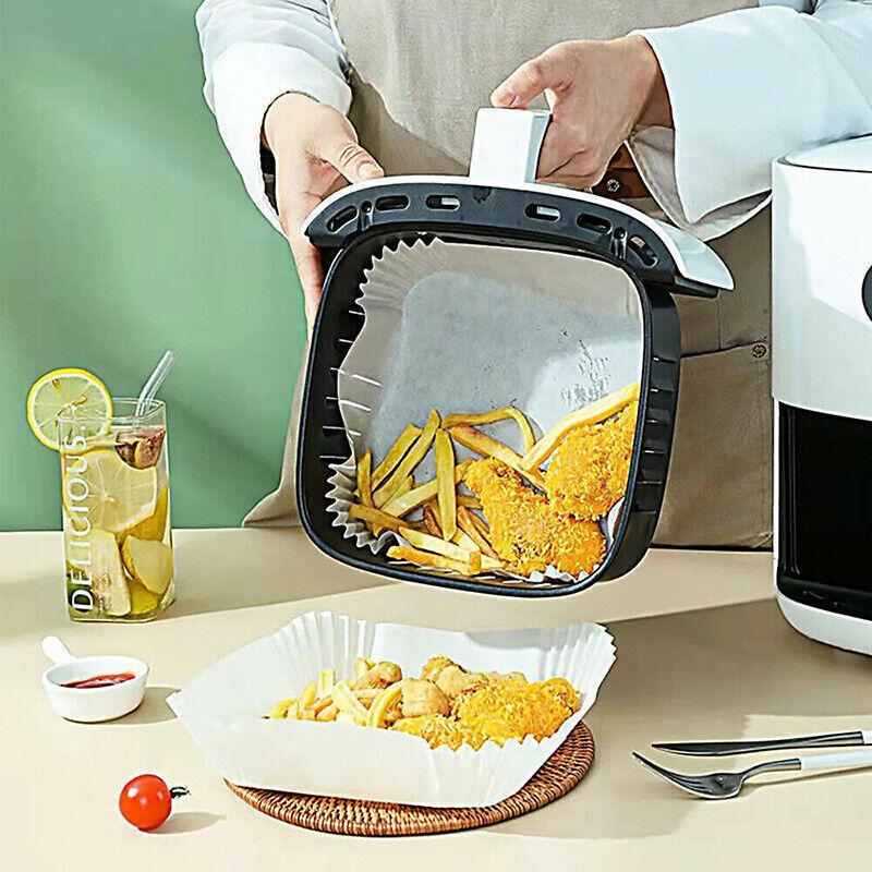 Square Air Fryer Disposable Paper Liner 50PCS 2Colours Non-Stick Baking Paper Liners WaterProof - Discount Packaging Warehouse