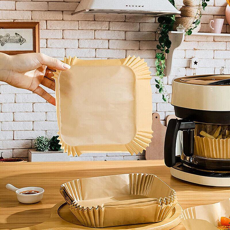 Square Air Fryer Disposable Paper Liner 50PCS 2Colours Non-Stick Baking Paper Liners WaterProof - Discount Packaging Warehouse