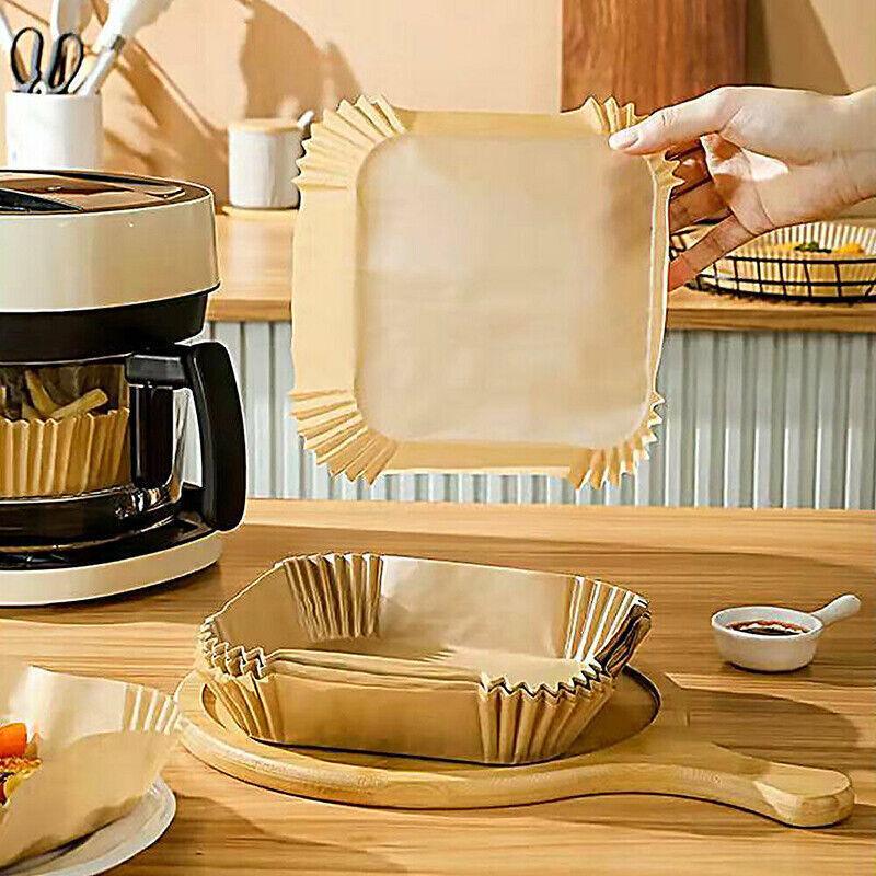 Square Air Fryer Disposable Paper Liner 50PCS 2Colours Non-Stick Baking Paper Liners WaterProof - Discount Packaging Warehouse