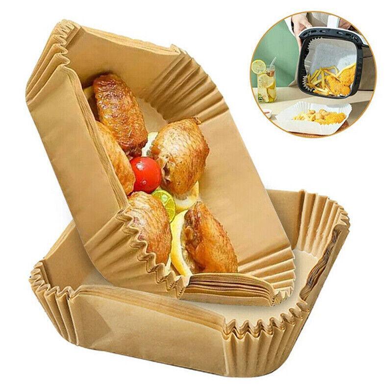 Square Air Fryer Disposable Paper Liner 50PCS 2Colours Non-Stick Baking Paper Liners WaterProof - Discount Packaging Warehouse