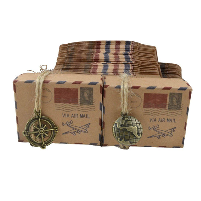 50PCS Mailing Themed Candy Box Durable Kraft Paper