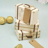 50PCS Suitcase Shaped Dessert Box White Cardboard and Kraft Paper