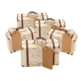 50PCS Suitcase Shaped Dessert Box White Cardboard and Kraft Paper