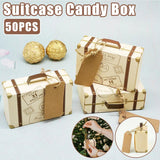 50PCS Suitcase Shaped Dessert Box White Cardboard and Kraft Paper