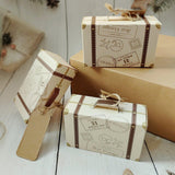 50PCS Suitcase Shaped Dessert Box White Cardboard and Kraft Paper